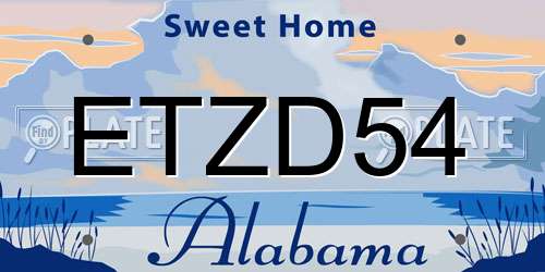 ETZD54 Alabama License Plate