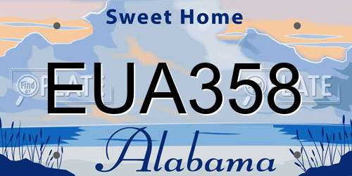 EUA358 Alabama License Plate