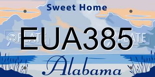 EUA385 Alabama License Plate