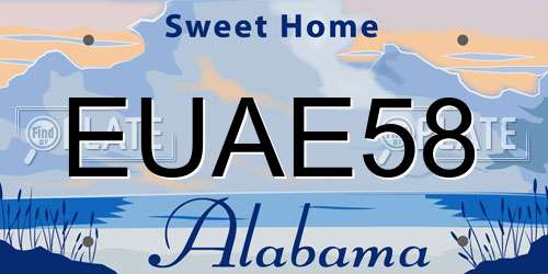EUAE58 Alabama License Plate