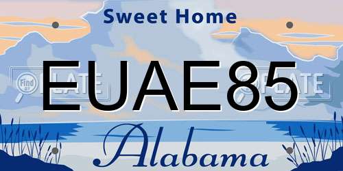 EUAE85 Alabama License Plate