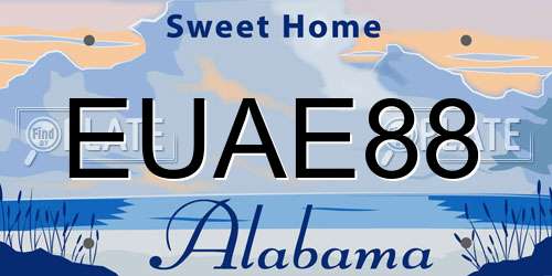 EUAE88 Alabama License Plate