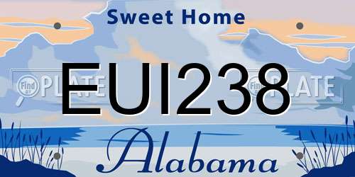 EUI238 Alabama License Plate