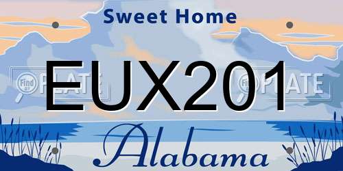 EUX201 Alabama License Plate
