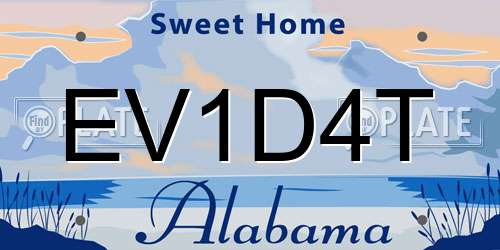 EV1D4T Alabama License Plate