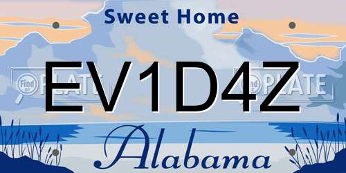 EV1D4Z Alabama License Plate