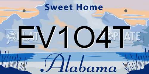 EV1O4T Alabama License Plate