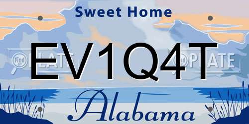 EV1Q4T Alabama License Plate