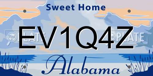 EV1Q4Z Alabama License Plate