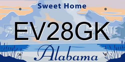 EV28GK Alabama License Plate