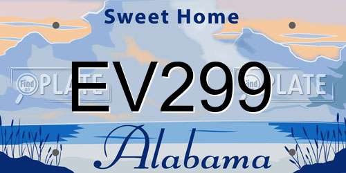 EV299 Alabama License Plate