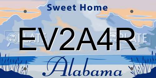 EV2A4R Alabama License Plate