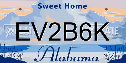EV2B6K Alabama License Plate