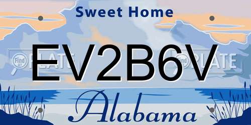 EV2B6V Alabama License Plate