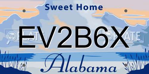 EV2B6X Alabama License Plate