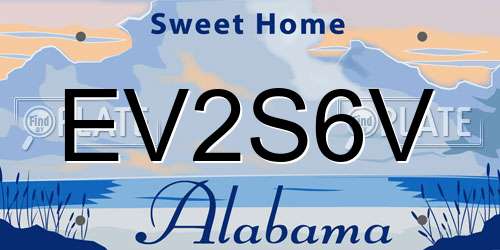 EV2S6V Alabama License Plate
