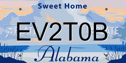 EV2T0B Alabama License Plate