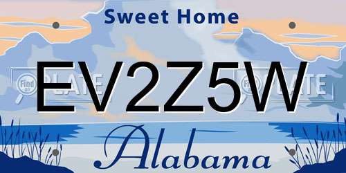 EV2Z5W Alabama License Plate