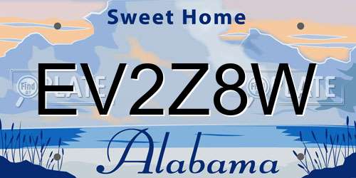 EV2Z8W Alabama License Plate