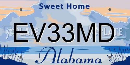 EV33MD Alabama License Plate