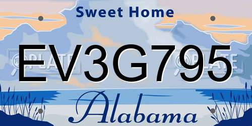 EV3G795 Alabama License Plate