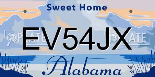 EV54JX Alabama License Plate