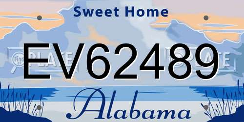 EV62489 Alabama License Plate