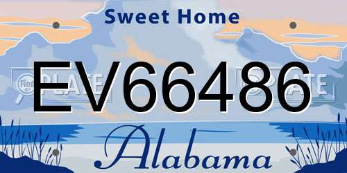 EV66486 Alabama License Plate