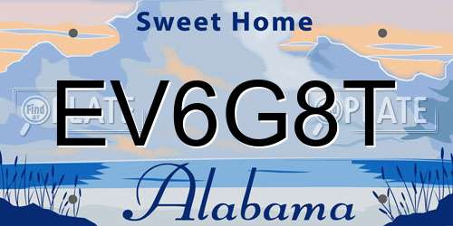 EV6G8T Alabama License Plate