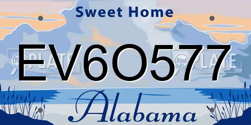 EV6O577 Alabama License Plate