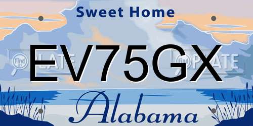 EV75GX Alabama License Plate