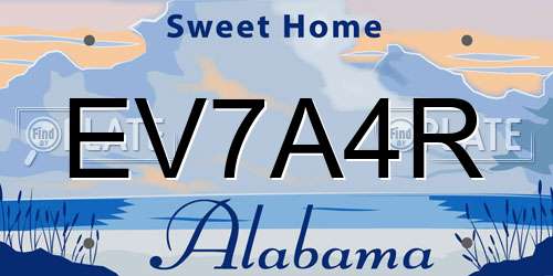 EV7A4R Alabama License Plate