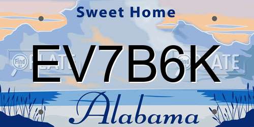 EV7B6K Alabama License Plate