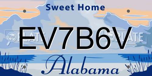 EV7B6V Alabama License Plate
