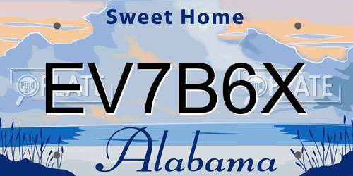 EV7B6X Alabama License Plate