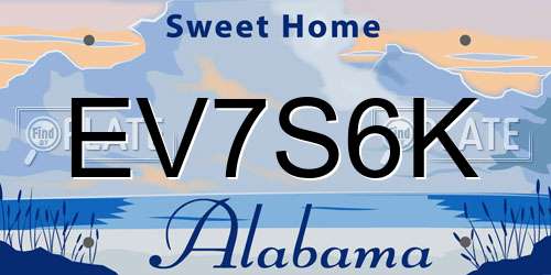 EV7S6K Alabama License Plate