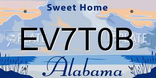 EV7T0B Alabama License Plate