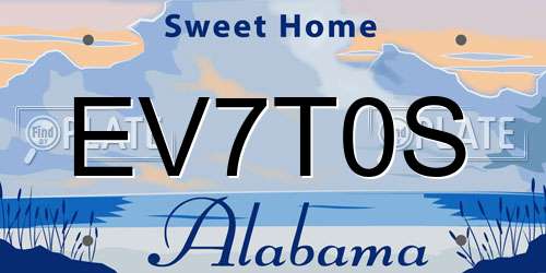 EV7T0S Alabama License Plate