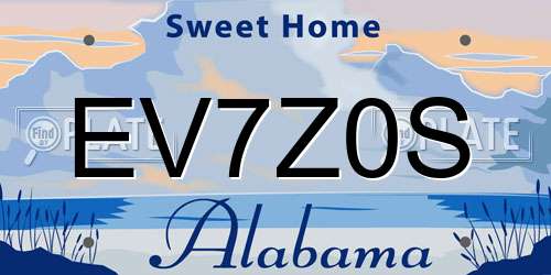 EV7Z0S Alabama License Plate