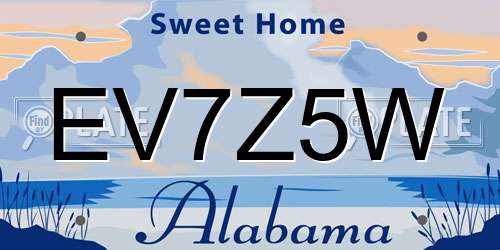 EV7Z5W Alabama License Plate