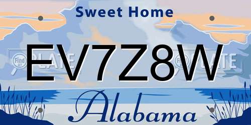 EV7Z8W Alabama License Plate