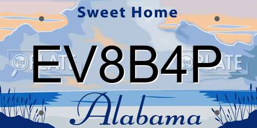 EV8B4P Alabama License Plate