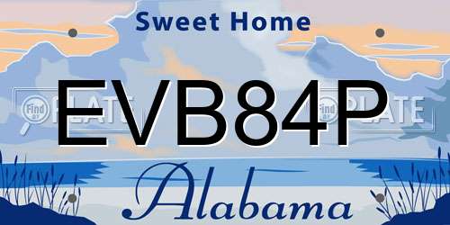 EVB84P Alabama License Plate