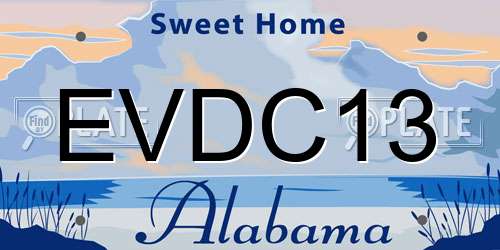 EVDC13 Alabama License Plate