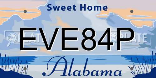 EVE84P Alabama License Plate