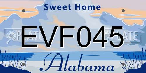 EVF045 Alabama License Plate