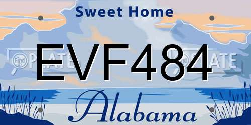 EVF484 Alabama License Plate