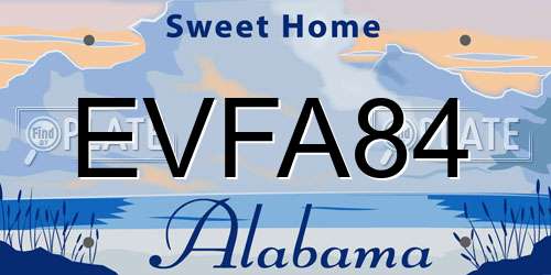 EVFA84 Alabama License Plate