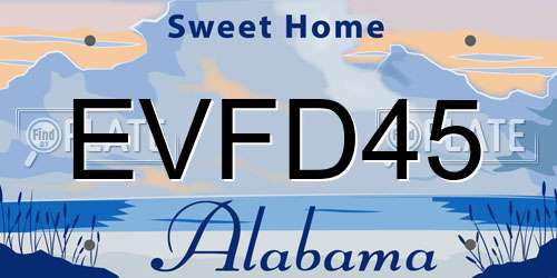 EVFD45 Alabama License Plate