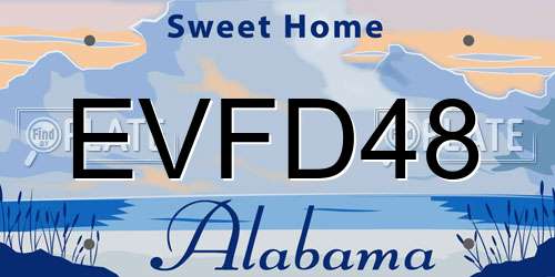 EVFD48 Alabama License Plate